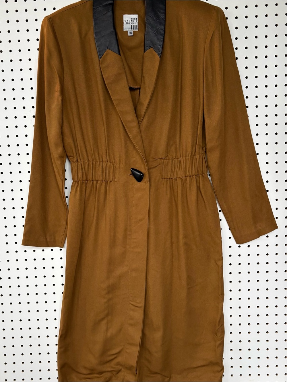 Authentic Vintage 1980s Cynthia Howie Camel Blazer Coat Dress